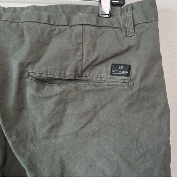 Scotch & Soda Stuart Men’s Chino Pants 36x32 Slim Fit Stretch Cotton Olive Green - Picture 7 of 8